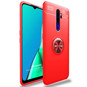 Microsonic Oppo A5 2020 Kılıf Kickstand Ring Holder Kırmızı Microsonic Oppo A5 2020 Kılıf Kickstand Ring Holder Kırmızı