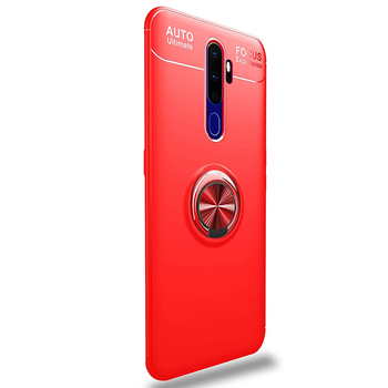 Microsonic Oppo A5 2020 Kılıf Kickstand Ring Holder Kırmızı