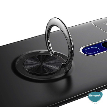 Microsonic Oppo A5 2020 Kılıf Kickstand Ring Holder Siyah