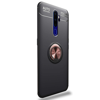Microsonic Oppo A5 2020 Kılıf Kickstand Ring Holder Siyah Rose
