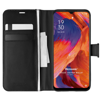 Microsonic Oppo A73 Kılıf Delux Leather Wallet Siyah