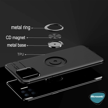 Microsonic Oppo A73 Kılıf Kickstand Ring Holder Siyah Rose