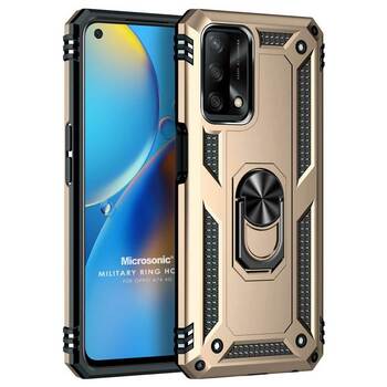 Microsonic Oppo A74 4G Kılıf Military Ring Holder Gold Microsonic Oppo A74 4G Kılıf Military Ring Holder Gold