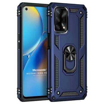Microsonic Oppo A74 4G Kılıf Military Ring Holder Lacivert