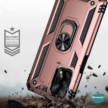 Microsonic Oppo A74 4G Kılıf Military Ring Holder Rose Gold