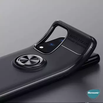 Microsonic Oppo A76 Kılıf Kickstand Ring Holder Siyah