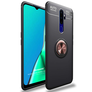 Microsonic Oppo A9 2020 Kılıf Kickstand Ring Holder Siyah Rose Microsonic Oppo A9 2020 Kılıf Kickstand Ring Holder Siyah Rose