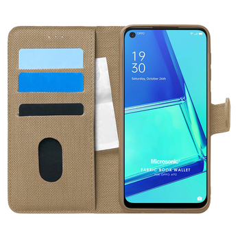 Microsonic Oppo A92 Kılıf Fabric Book Wallet Gold Microsonic Oppo A92 Kılıf Fabric Book Wallet Gold