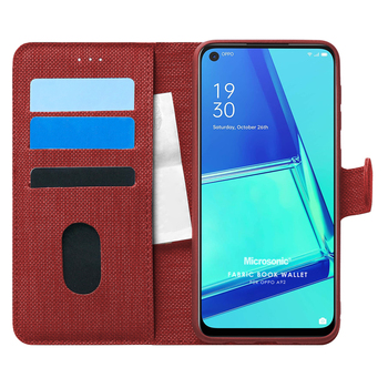 Microsonic Oppo A92 Kılıf Fabric Book Wallet Kırmızı Microsonic Oppo A92 Kılıf Fabric Book Wallet Kırmızı