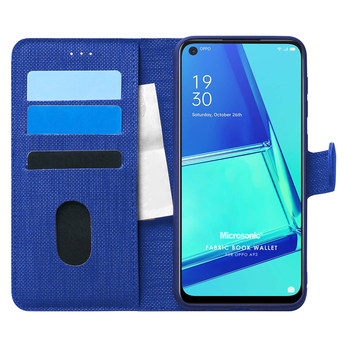 Microsonic Oppo A92 Kılıf Fabric Book Wallet Lacivert