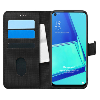 Microsonic Oppo A92 Kılıf Fabric Book Wallet Siyah Microsonic Oppo A92 Kılıf Fabric Book Wallet Siyah