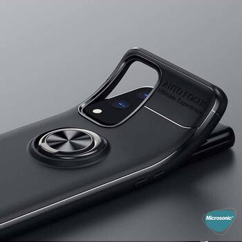 Microsonic Oppo A96 4G Kılıf Kickstand Ring Holder Siyah