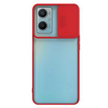 Microsonic Oppo A96 Kılıf Slide Camera Lens Protection Kırmızı