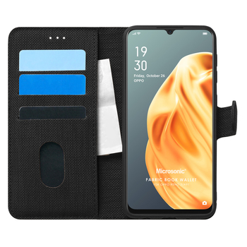 Microsonic Oppo Reno 3 Kılıf Fabric Book Wallet Siyah Microsonic Oppo Reno 3 Kılıf Fabric Book Wallet Siyah