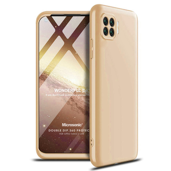 Microsonic Oppo Reno 4 Lite Kılıf Double Dip 360 Protective AYS Gold