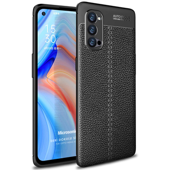 Microsonic Oppo Reno 4 Pro Kılıf Deri Dokulu Silikon Siyah Microsonic Oppo Reno 4 Pro Kılıf Deri Dokulu Silikon Siyah