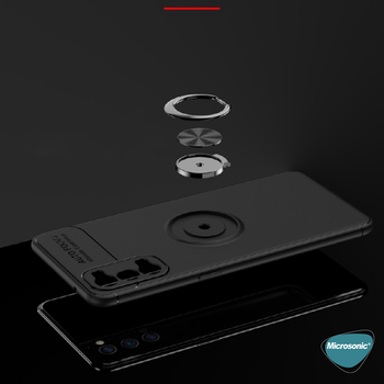 Microsonic Oppo Reno 5 Pro 5G Kılıf Kickstand Ring Holder Siyah