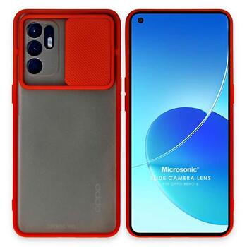 Microsonic Oppo Reno 6 4G Kılıf Slide Camera Lens Protection Kırmızı Microsonic Oppo Reno 6 4G Kılıf Slide Camera Lens Protection Kırmızı