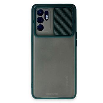 Microsonic Oppo Reno 6 4G Kılıf Slide Camera Lens Protection Koyu Yeşil