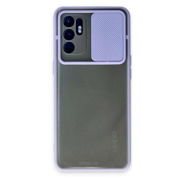 Microsonic Oppo Reno 6 4G Kılıf Slide Camera Lens Protection Lila