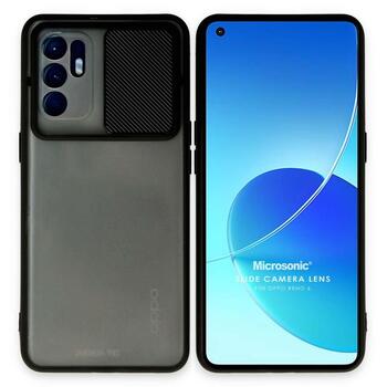 Microsonic Oppo Reno 6 4G Kılıf Slide Camera Lens Protection Siyah