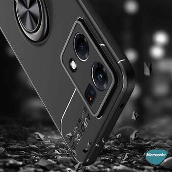 Microsonic Oppo Reno 7 4G Kılıf Kickstand Ring Holder Siyah
