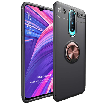 Microsonic Oppo RX17 Pro Kılıf Kickstand Ring Holder Siyah Rose Microsonic Oppo RX17 Pro Kılıf Kickstand Ring Holder Siyah Rose