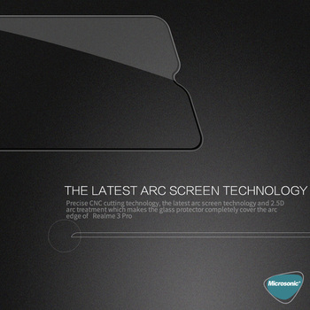 Microsonic Realme 3 Pro Kavisli Temperli Cam Ekran Koruyucu Film Siyah