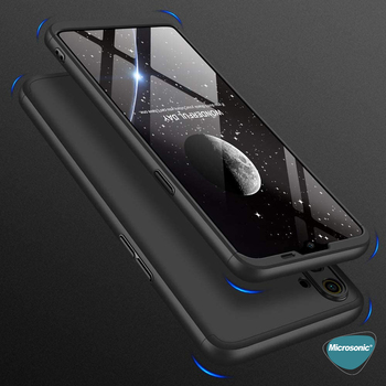 Microsonic Realme 5i Kılıf Double Dip 360 Protective AYS Siyah Mavi