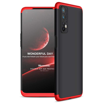 Microsonic Realme 7 Kılıf Double Dip 360 Protective AYS Siyah Kırmızı