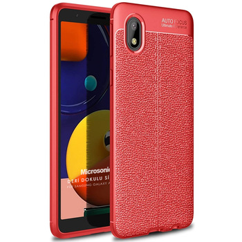 Microsonic Samsung Galaxy A01 Core Kılıf Deri Dokulu Silikon Kırmızı Microsonic Samsung Galaxy A01 Core Kılıf Deri Dokulu Silikon Kırmızı
