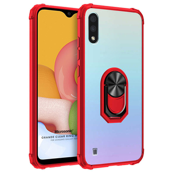 Microsonic Samsung Galaxy A01 Kılıf Grande Clear Ring Holder Kırmızı Microsonic Samsung Galaxy A01 Kılıf Grande Clear Ring Holder Kırmızı