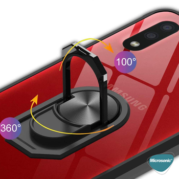 Microsonic Samsung Galaxy A01 Kılıf Grande Clear Ring Holder Siyah