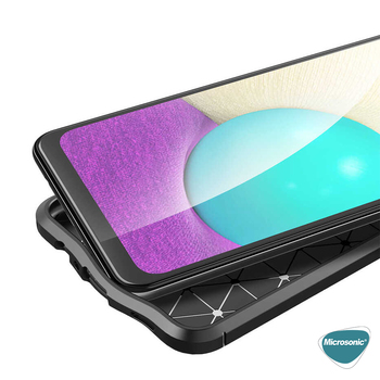Microsonic Samsung Galaxy A02 Kılıf Deri Dokulu Silikon Siyah