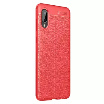 Microsonic Samsung Galaxy A02 Kılıf Deri Dokulu Silikon Kırmızı