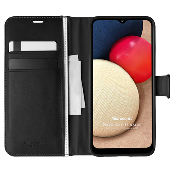 Microsonic Samsung Galaxy A02s Kılıf Delux Leather Wallet Siyah