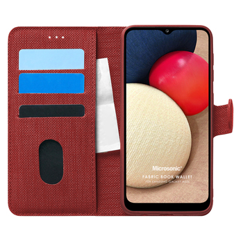Microsonic Samsung Galaxy A02s Kılıf Fabric Book Wallet Kırmızı