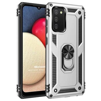 Microsonic Samsung Galaxy A02s Kılıf Military Ring Holder Gümüş Microsonic Samsung Galaxy A02s Kılıf Military Ring Holder Gümüş