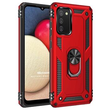 Microsonic Samsung Galaxy A02s Kılıf Military Ring Holder Kırmızı Microsonic Samsung Galaxy A02s Kılıf Military Ring Holder Kırmızı