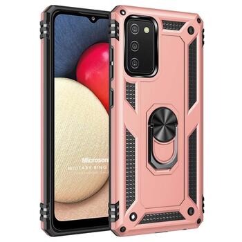 Microsonic Samsung Galaxy A02s Kılıf Military Ring Holder Rose Gold Microsonic Samsung Galaxy A02s Kılıf Military Ring Holder Rose Gold