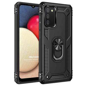 Microsonic Samsung Galaxy A02s Kılıf Military Ring Holder Siyah Microsonic Samsung Galaxy A02s Kılıf Military Ring Holder Siyah