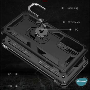 Microsonic Samsung Galaxy A02s Kılıf Military Ring Holder Siyah