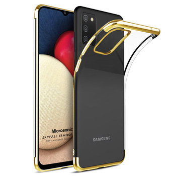 Microsonic Samsung Galaxy A02s Kılıf Skyfall Transparent Clear Gold