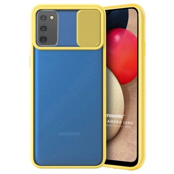 Microsonic Samsung Galaxy A02s Kılıf Slide Camera Lens Protection Sarı