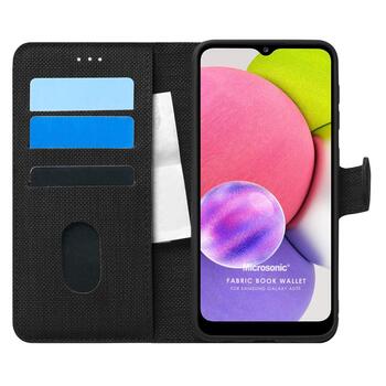 Microsonic Samsung Galaxy A03s Kılıf Fabric Book Wallet Siyah Microsonic Samsung Galaxy A03s Kılıf Fabric Book Wallet Siyah