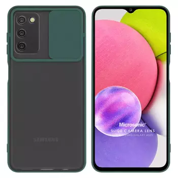 Microsonic Samsung Galaxy A03s Kılıf Slide Camera Lens Protection Koyu Yeşil