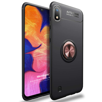 Microsonic Samsung Galaxy A10 Kılıf Kickstand Ring Holder Siyah Rose Microsonic Samsung Galaxy A10 Kılıf Kickstand Ring Holder Siyah Rose