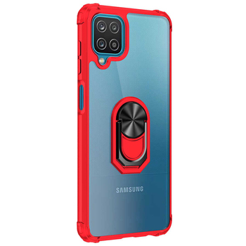 Microsonic Samsung Galaxy A12 Kılıf Grande Clear Ring Holder Kırmızı