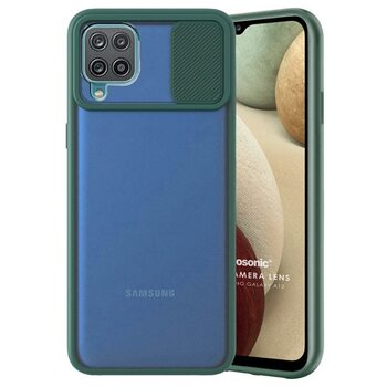 Microsonic Samsung Galaxy A12 Kılıf Slide Camera Lens Protection Koyu Yeşil