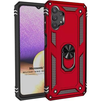Microsonic Samsung Galaxy A13 4G Kılıf Military Ring Holder Kırmızı Microsonic Samsung Galaxy A13 4G Kılıf Military Ring Holder Kırmızı